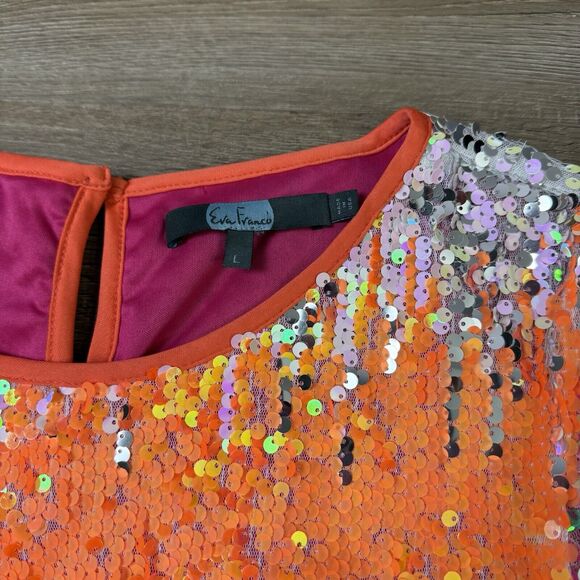 Eva Franco Loretta Multicolor Sequined Tee Size Large - Picture 2 of 7